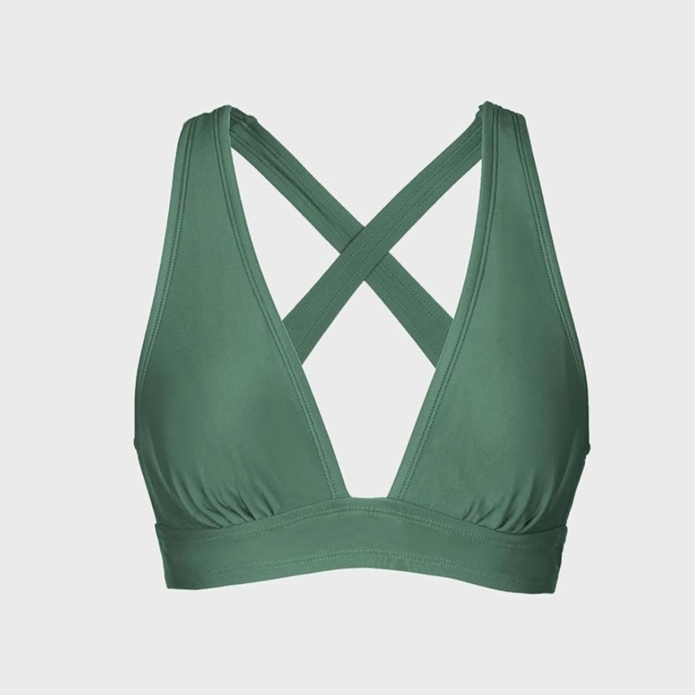 Cupshe Bikini Top V neck Triangle Top Wide Straps Size Med - Picture 1 of 6